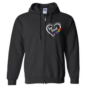 Autism Be Kind Blue Be Kind Autism Awareness Full Zip Hoodie