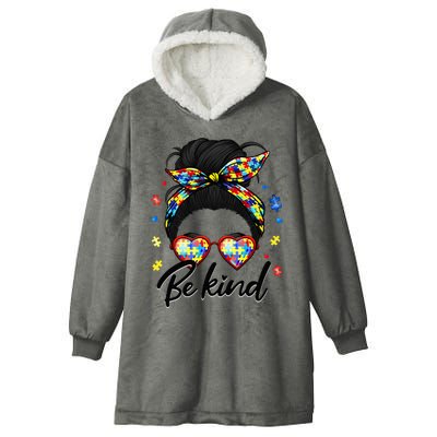 Autism Be Kind Autism Awareness For Autism Mom Hooded Wearable Blanket