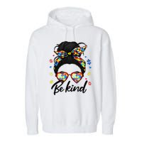 Autism Be Kind Autism Awareness For Autism Mom Garment-Dyed Fleece Hoodie