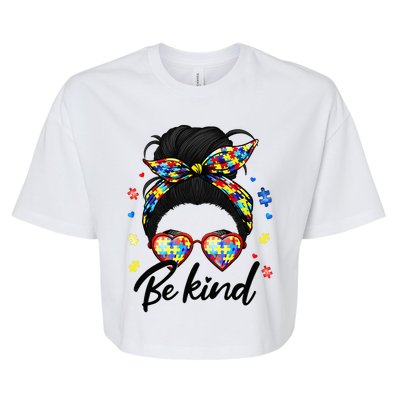 Autism Be Kind Autism Awareness For Autism Mom Bella+Canvas Jersey Crop Tee