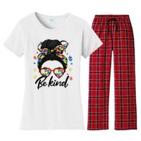 Autism Be Kind Autism Awareness For Autism Mom Women's Flannel Pajama Set