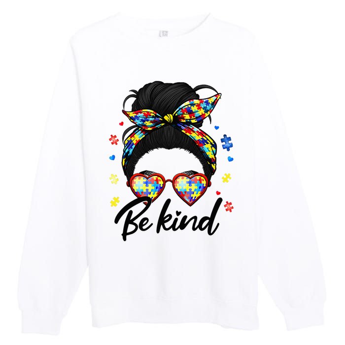 Autism Be Kind Autism Awareness For Autism Mom Premium Crewneck Sweatshirt