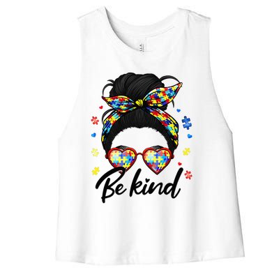 Autism Be Kind Autism Awareness For Autism Mom Women's Racerback Cropped Tank