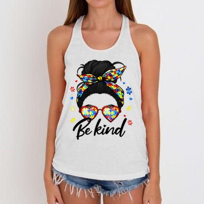 Autism Be Kind Autism Awareness For Autism Mom Women's Knotted Racerback Tank