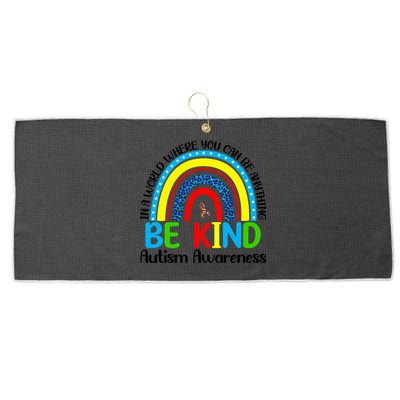 Autism Be Kind Rainbow Kindness Autism Awareness Month Gift Large Microfiber Waffle Golf Towel