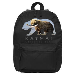 Alaskan Bear Katmai National Park Lake Image Alaska Souvenir 16 in Basic Backpack