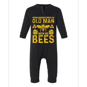 Apiary Bee Keeper An Old Man With His Bees Beekeeping Infant Fleece One Piece