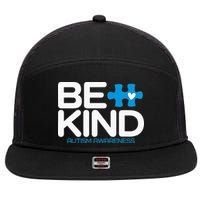 Autism Be Kind  Be Kind Autism Awareness 7 Panel Mesh Trucker Snapback Hat