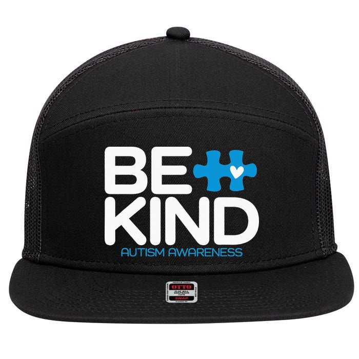 Autism Be Kind  Be Kind Autism Awareness 7 Panel Mesh Trucker Snapback Hat