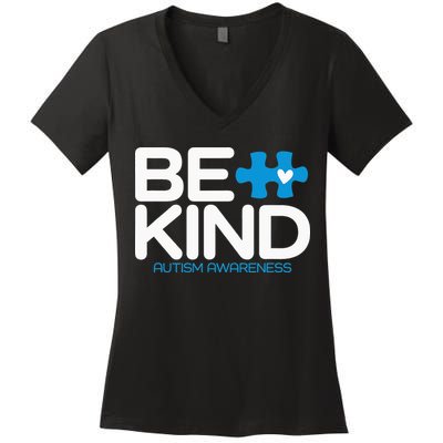 Autism Be Kind  Be Kind Autism Awareness Women's V-Neck T-Shirt