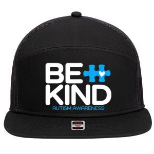 Autism Be Kind Women Be Kind Autism Awareness 7 Panel Mesh Trucker Snapback Hat