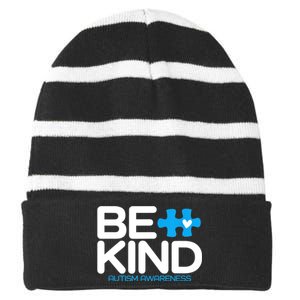 Autism Be Kind Women Be Kind Autism Awareness Striped Beanie with Solid Band