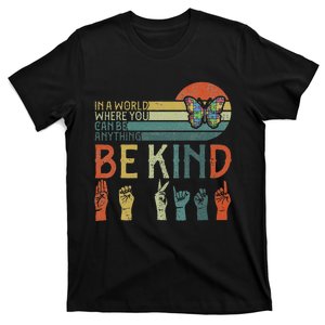 Asl Be Kind Autism Awareness Butterfly T-Shirt