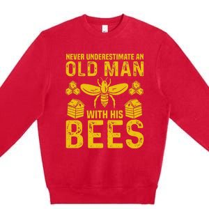 Apiary Bee Keeper An Old Man With His Bees Beekeeping Premium Crewneck Sweatshirt