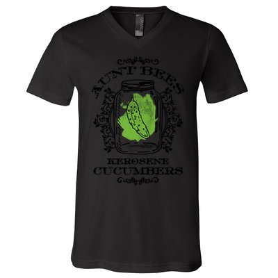 Aunt Bees Kerosene Cucumbers V-Neck T-Shirt