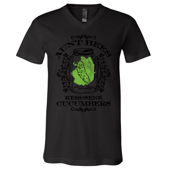 Aunt Bees Kerosene Cucumbers V-Neck T-Shirt