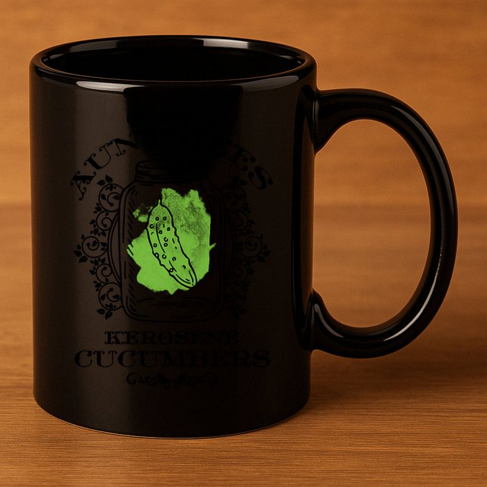 Aunt Bees Kerosene Cucumbers 11oz C Handle Ceramic Mug