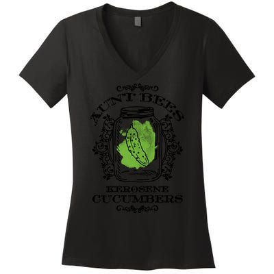 Aunt Bees Kerosene Cucumbers Women's V-Neck T-Shirt