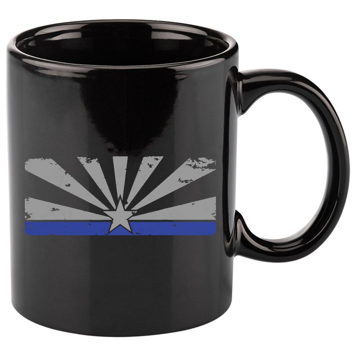 Az Blue Line American Retro Arizona State Flag Distressed 11oz C Handle Ceramic Mug
