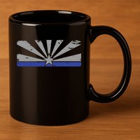 Az Blue Line American Retro Arizona State Flag Distressed 11oz C Handle Ceramic Mug