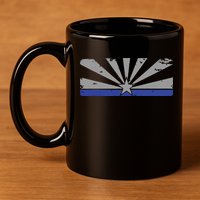 Az Blue Line American Retro Arizona State Flag Distressed 11oz C Handle Ceramic Mug