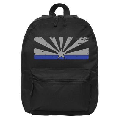 Az Blue Line American Retro Arizona State Flag Distressed 16 in Basic Backpack