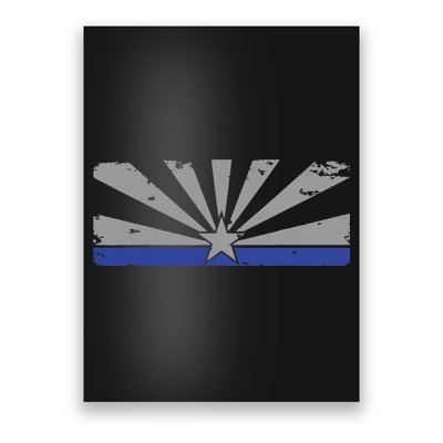 Az Blue Line American Retro Arizona State Flag Distressed Poster