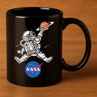 Astronaut Basketball League Slam Dunk NASA 11oz C Handle Ceramic Mug