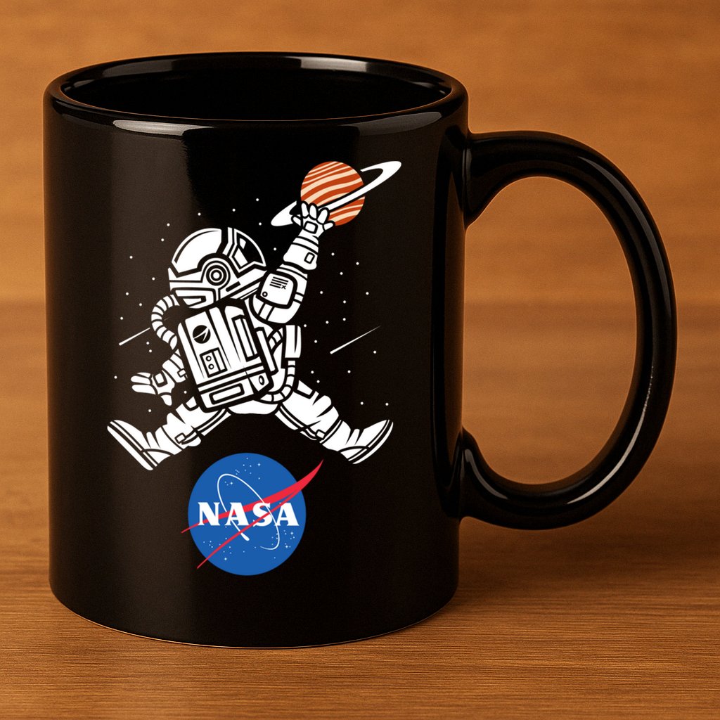 Astronaut Basketball League Slam Dunk NASA 11oz C Handle Ceramic Mug