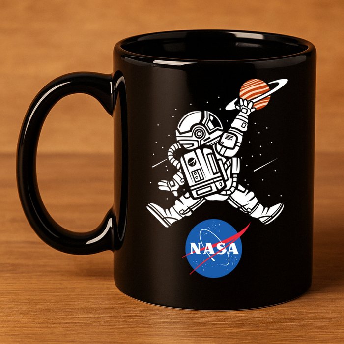 Astronaut Basketball League Slam Dunk NASA 11oz C Handle Ceramic Mug
