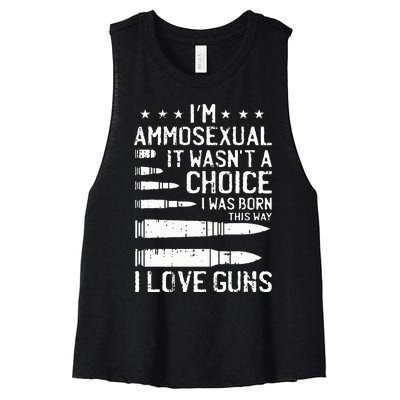 Ammosexual Bullets Love Pro Gun Lover Cool Enthusiast Gifts Women's Racerback Cropped Tank