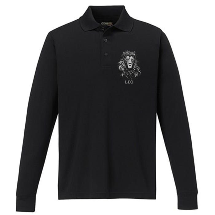 August Birthday Leo Lion Pride Graphic Zodiac Performance Long Sleeve Polo