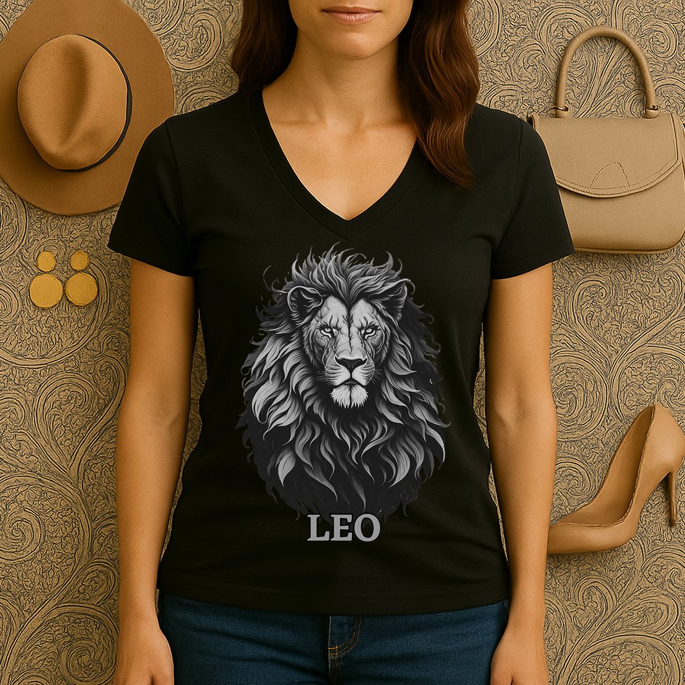 August Birthday Leo Lion Pride Graphic Zodiac Women's V-Neck T-Shirt