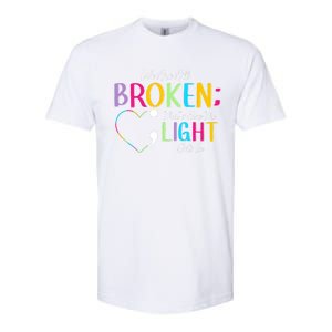 All Broken Light Semicolon Fight The Stigma Positive Quote Great Gift Softstyle CVC T-Shirt