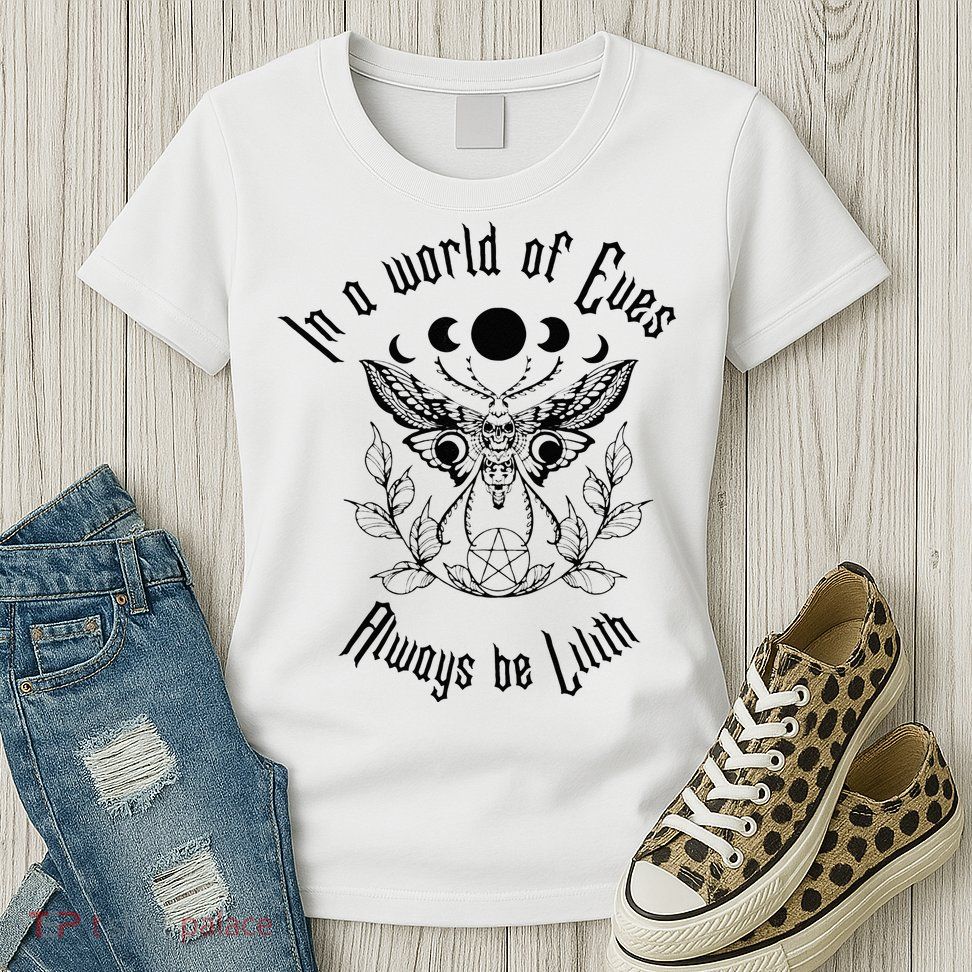 Always Be Lilith Pagan Goddess Never Eve Occult Witchy Womens T-Shirt
