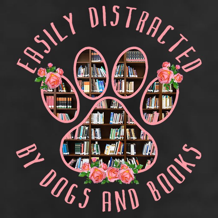 Animal Book Lover Gift Funny Easily Distracted By Dogs And Books 7 Panel Mesh Trucker Snapback Hat