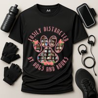 Animal Book Lover Gift Funny Easily Distracted By Dogs And Books Cooling Performance Crew T-Shirt