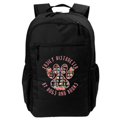 Animal Book Lover Gift Funny Easily Distracted By Dogs And Books Backpack