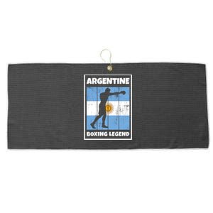 Argentine Boxing Legend With Flag For Argentina Boxer Gift Large Microfiber Waffle Golf Towel