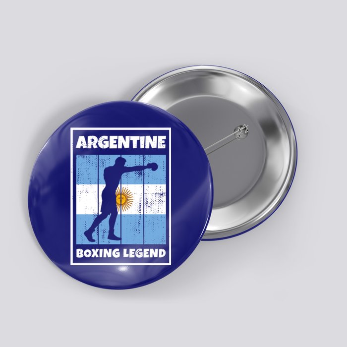 Argentine Boxing Legend With Flag For Argentina Boxer Gift Button