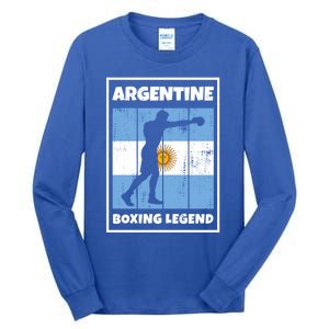 Argentine Boxing Legend With Flag For Argentina Boxer Gift Tall Long Sleeve T-Shirt