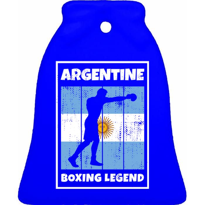 Argentine Boxing Legend With Flag For Argentina Boxer Gift Ceramic Bell Ornament