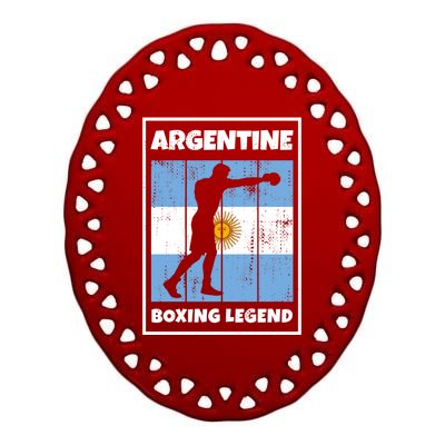 Argentine Boxing Legend With Flag For Argentina Boxer Gift Ceramic Oval Ornament