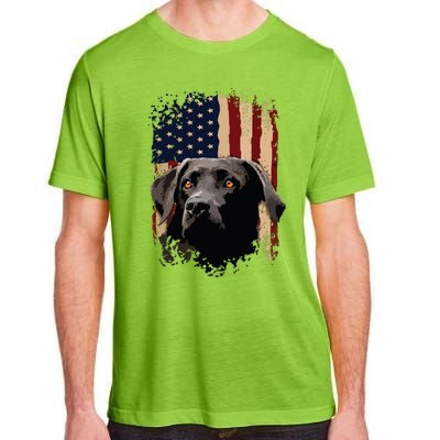 American Black Labrador USA Flag Lab Owner Adult ChromaSoft Performance T-Shirt