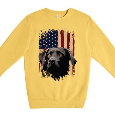 American Black Labrador USA Flag Lab Owner Premium Crewneck Sweatshirt