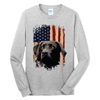 American Black Labrador USA Flag Lab Owner Tall Long Sleeve T-Shirt