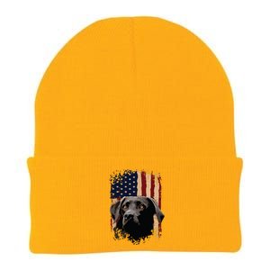 American Black Labrador USA Flag Lab Owner Knit Cap Winter Beanie