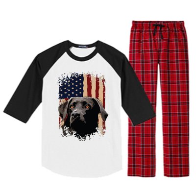 American Black Labrador USA Flag Lab Owner Raglan Sleeve Pajama Set