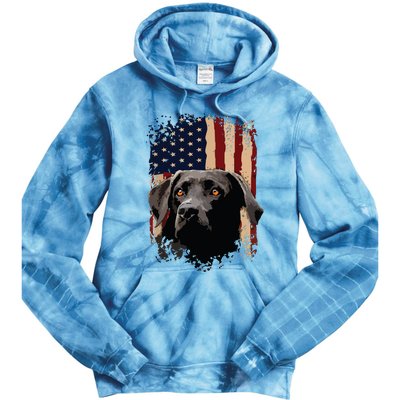 American Black Labrador USA Flag Lab Owner Tie Dye Hoodie