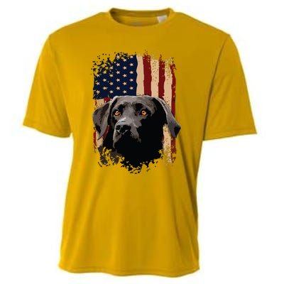 American Black Labrador USA Flag Lab Owner Cooling Performance Crew T-Shirt